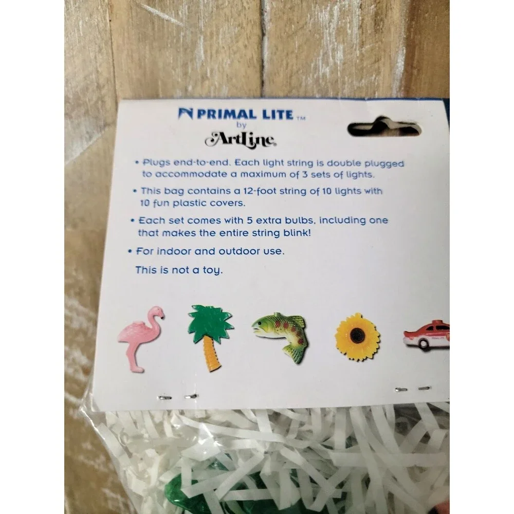 Vtg Fun Lights Flamingo Palm Tree Tropical Party Indoor Outdoor 12' String Light